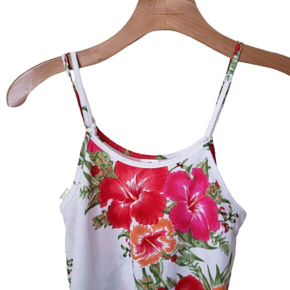 2 For $5 Sale Rima Beachworld White  Floral Top Adjustable  Straps  Large - Picture 2 of 10